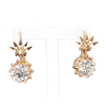 2.50 Carat Old European Cut Lab Diamond & 10K Yellow Gold Vintage Stud Earrings – Assay Jewelers