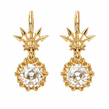 2.50 Carat Old European Cut Lab Diamond & 10K Yellow Gold Vintage Stud Earrings – Assay Jewelers
