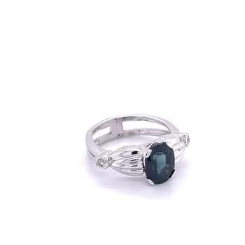 Sapphire blu taglio ovale da 2,50 carati in Ring di oro bianco 14k – Assay Jewelers