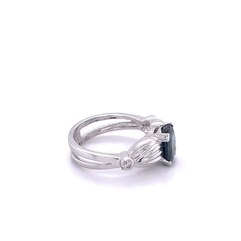 Sapphire blu taglio ovale da 2,50 carati in Ring di oro bianco 14k – Assay Jewelers