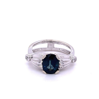 Sapphire blu taglio ovale da 2,50 carati in Ring di oro bianco 14k – Assay Jewelers