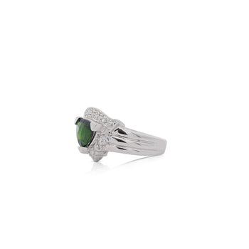 Ring statement in oro bianco con tsavorite e diamanti a scacchiera triangolare da 2,50 carati – Assay Jewelers