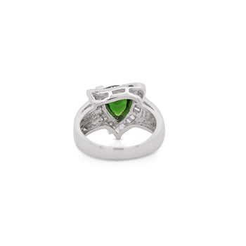 Ring statement in oro bianco con tsavorite e diamanti a scacchiera triangolare da 2,50 carati – Assay Jewelers