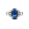 2.51 Carat Oval Blue Sapphire & Mixed Diamond Platinum Filigree Ring