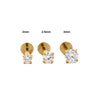 2.5mm Diamond in 14K Gold Flat Back Single Stud Earring