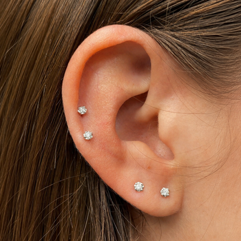 2.5mm Tiny Natural Diamond Stud Earrings in 925 Sterling Silver – Assay Jewelers