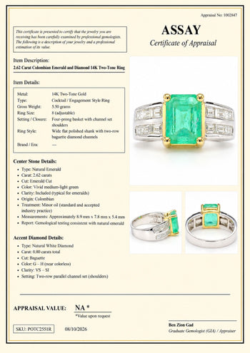 2.62 Carat Colombian Emerald Square and Diamond 14K White Gold Cocktail Ring – Assay Jewelers