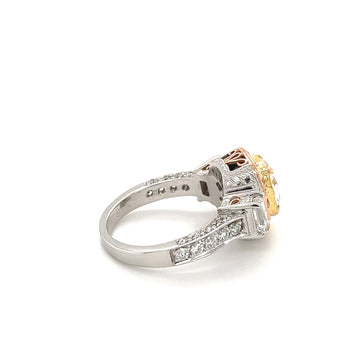 2,85 carati Diamante giallo Cushion certificato GIA in Ring stile Art Déco – Assay Jewelers