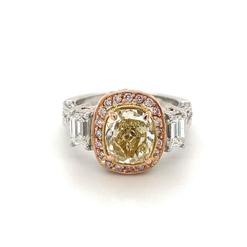 2,85 carati Diamante giallo Cushion certificato GIA in Ring stile Art Déco – Assay Jewelers