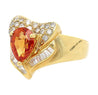 2.87 Carat Pear-Cut Orange Sapphire Heart Ring 18K Gold