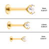 2mm Diamond in 14K Gold Flat Back Stud Earring