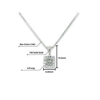 Pendant solitario singolo con diamante creato in laboratorio Cushion Cut da 3 carati in 14K – Assay Jewelers