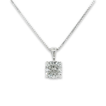 Pendant solitario singolo con diamante creato in laboratorio Cushion Cut da 3 carati in 14K – Assay Jewelers