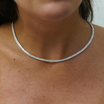 3 Carat Diamond Pave Halo Box Platinum Chain Tennis Necklace – Assay Jewelers