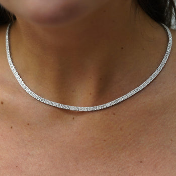 3 Carat Diamond Pave Halo Box Platinum Chain Tennis Necklace – Assay Jewelers