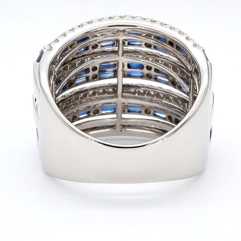 3 Carat Sapphire and Diamond 18K White Gold 3 Row Wide Band Ring – Assay Jewelers