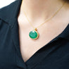 28.56 Carat Oval Cut Emerald & Diamond Halo 18K Gold Pendant Necklace