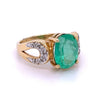 3 carat Oval Cut Colombian Emerald and Diamond Vintage Ring in 14k Gold