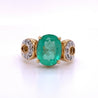 3 carat Oval Cut Colombian Emerald and Diamond Vintage Ring in 14k Gold