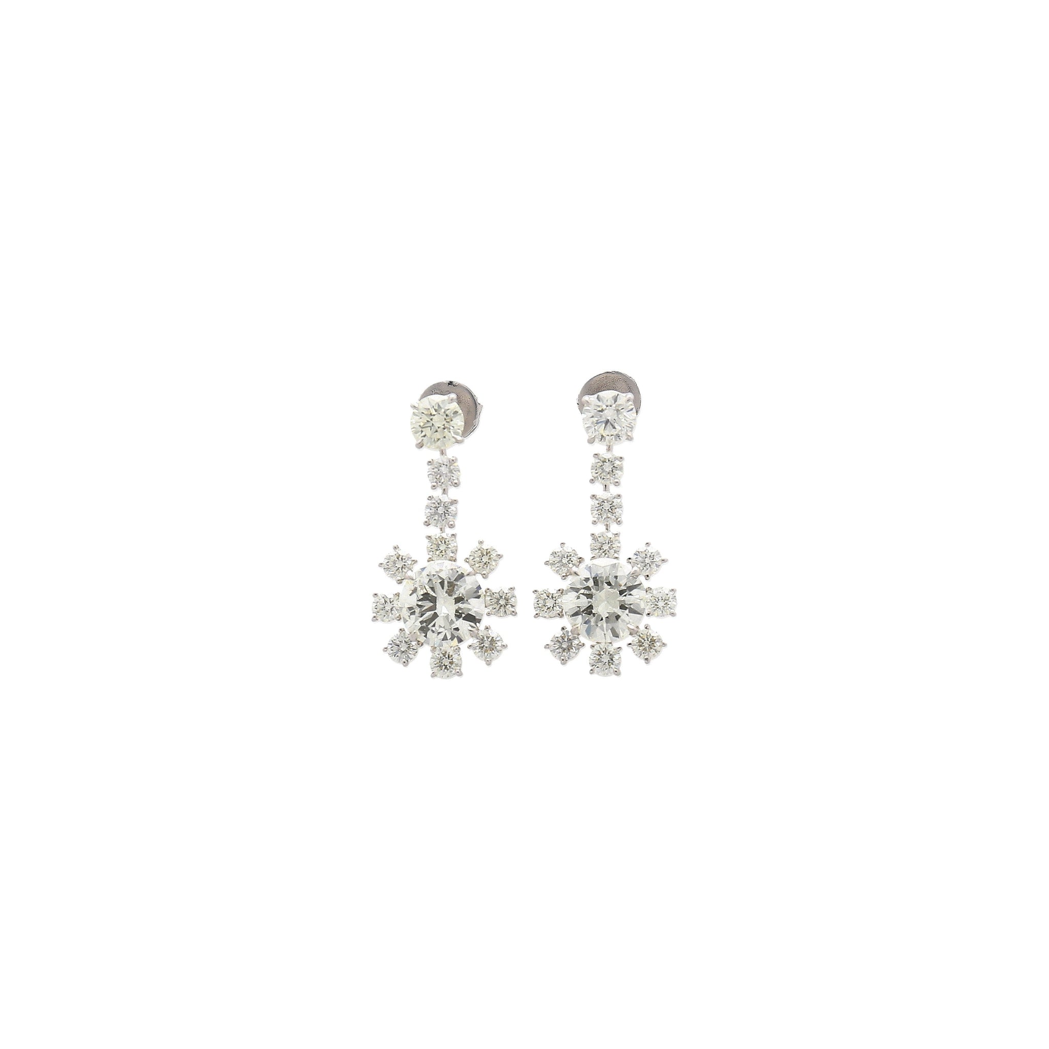 30 Carat White Diamond Necklace and Earrings 18K Set Certified Round-Brilliant
