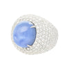Bague cabochon étoile de saphir de Ceylan 36,40 carats et diamant certifiée GRS 18K