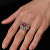 3.04 Carat Star No-Heat Burma Ruby & Sunburst Art Deco Ring