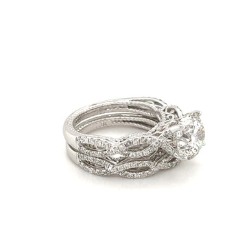 3.09 Carat Round, H color, VS2 clarity Lab Created Diamond in Curved 18k White Gold – Assay Jewelers