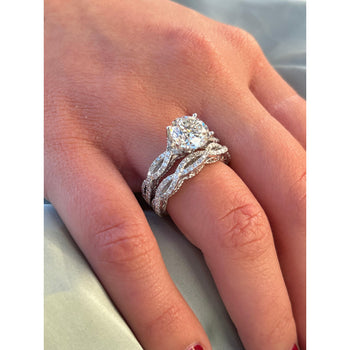 3.09 Carat Round, H color, VS2 clarity Lab Created Diamond in Curved 18k White Gold – Assay Jewelers