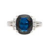 3,10 Karat blauer Saphir und Diamant mit filigranem geteiltem Schienenband Ring
