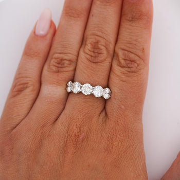 3.15 Carat Diamond 5 Stone Half Eternity White Gold Wedding Band Ring – Assay Jewelers