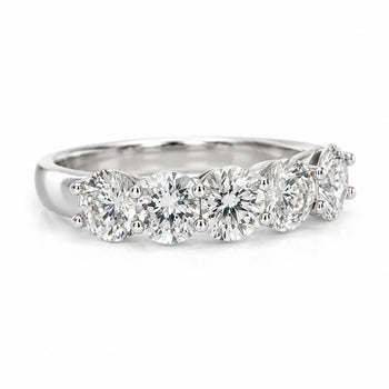 3.15 Carat Diamond 5 Stone Half Eternity White Gold Wedding Band Ring – Assay Jewelers