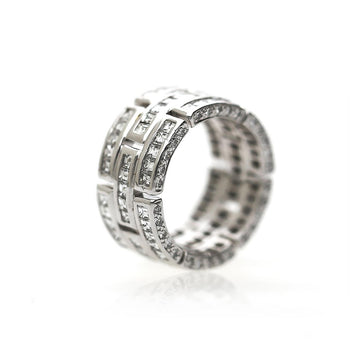 3.25 Carat Carre Square Diamond 18K White Gold 3 Row Brick Pattern Band Ring – Assay Jewelers