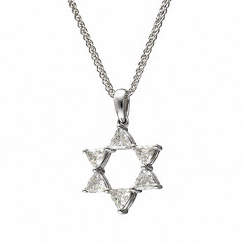 Diamond Star of David Pendant 18K White Gold Necklace – Assay Jewelers