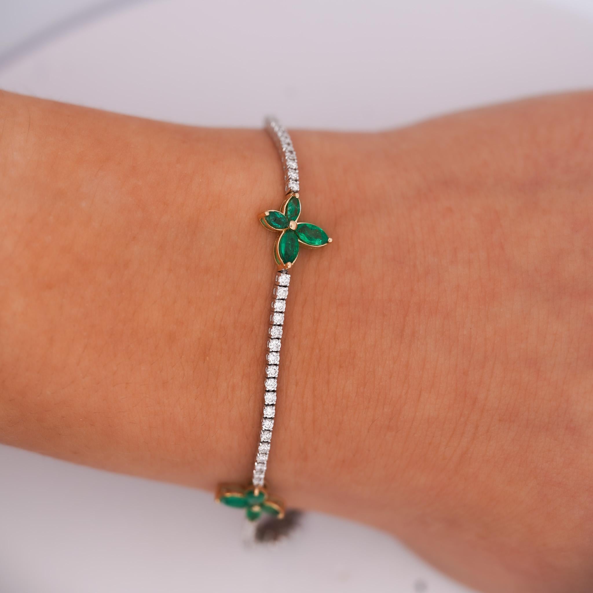 3.5 Carat Emerald Butterfly and Diamond Charm Tennis Bracelet