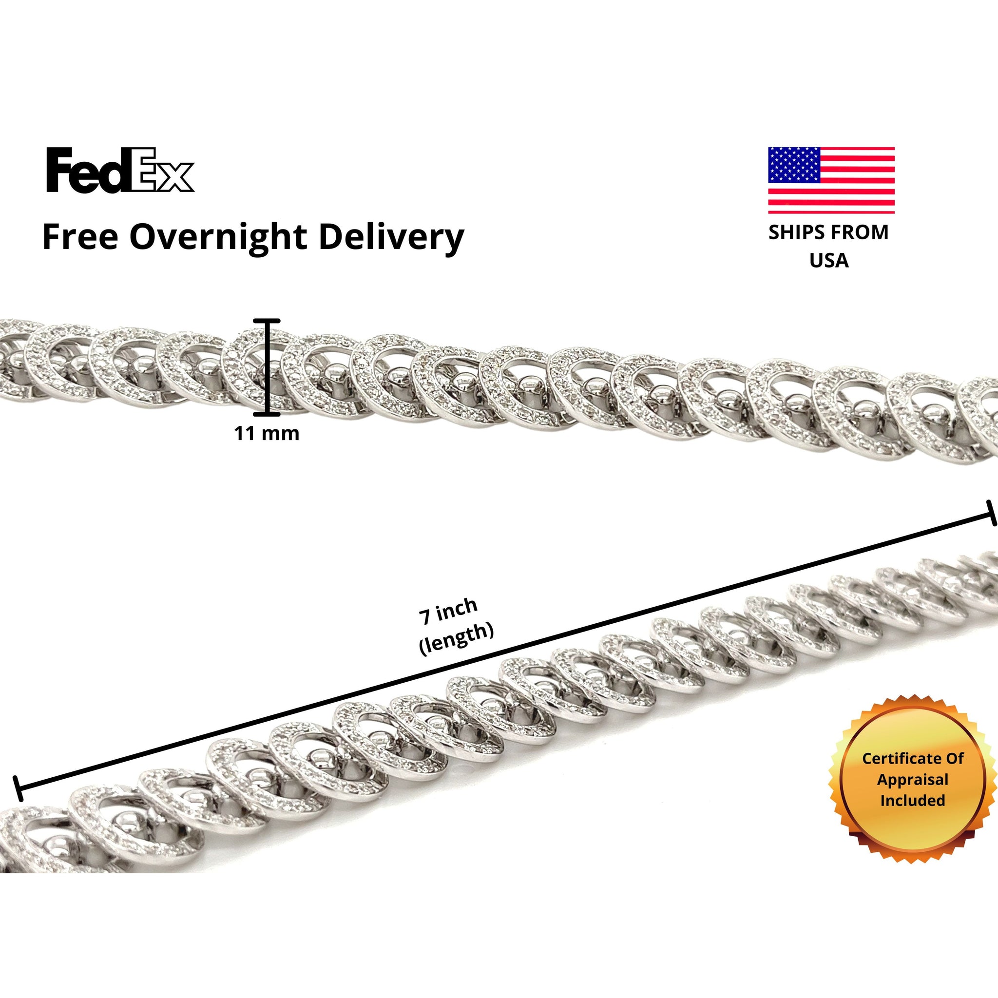 3.50CT TW Natural Diamond Connecting Circles Link 18K Gold Bracelet