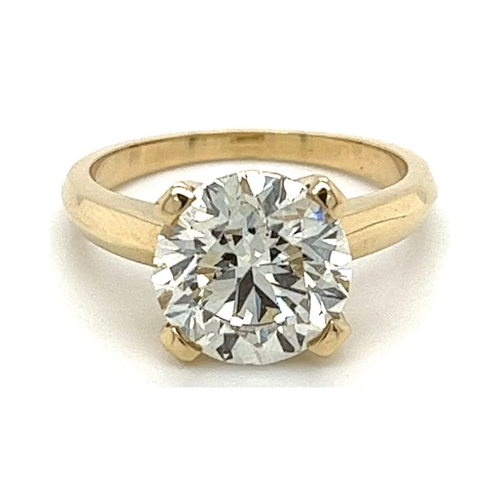 3.59 Carat Round Cut Lab Grown Diamond Solitaire Ring in 14K Yellow Gold