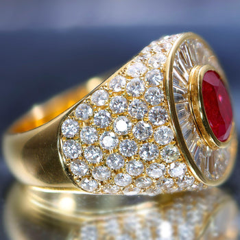 3.60 Carat Burma Ruby Oval Cut and Diamond 18K Gold Men’s Ring – Assay Jewelers