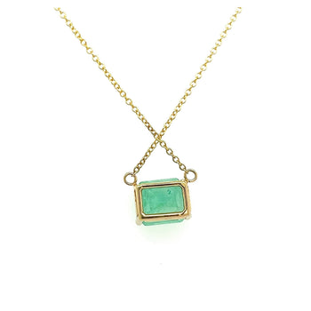 Collana Pendant East West solitario con smeraldo colombiano taglio smeraldo da 3,66 carati in oro giallo 14K – Assay Jewelers