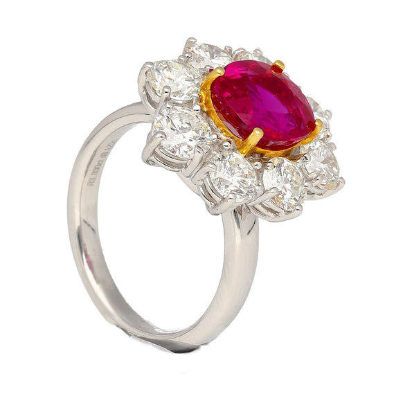 GIA Certified Semi Mount Ring With Round Diamond Halo in Platinum