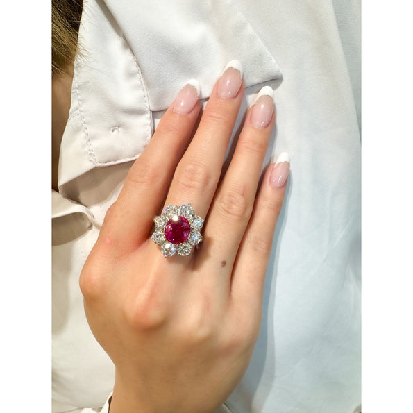 GIA Certified Semi Mount Ring With Round Diamond Halo in Platinum