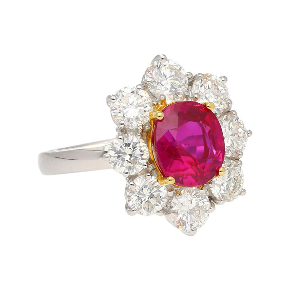 GIA Certified Semi Mount Ring With Round Diamond Halo in Platinum
