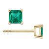 Boucles d'oreilles en émeraude colombienne taillées en carré de 3 mm-4 mm en or 18 carats
