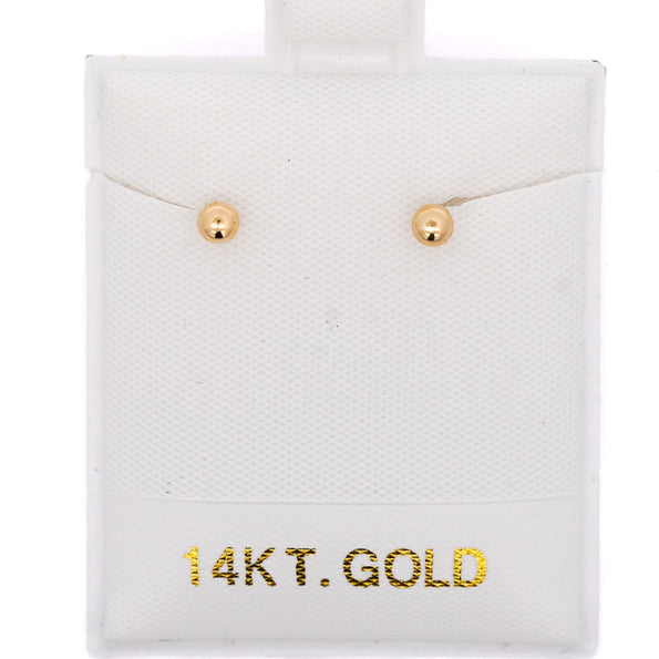 3mm Classic 14K Gold Ball Stud Earrings with Screw Backs