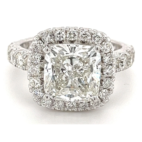 4 Carat Cushion-Cut, H color, VS1 Clarity, Lab Grown Diamond Engagement Ring