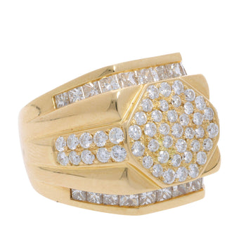 4 Carat Princess & Round Diamond 18K Gold Cluster Mens Statement Ring – Assay Jewelers
