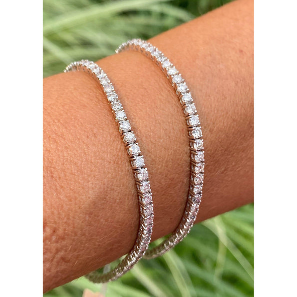 Bracelet tennis en platine avec diamants taille ronde, 4 carats TW