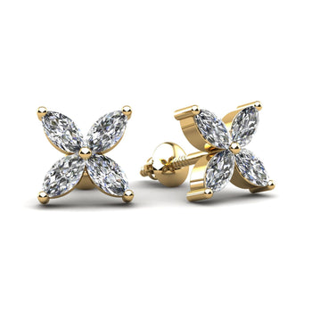 4 Piece Marquise Cut Diamond 14K Gold Stud Earrings – Assay Jewelers