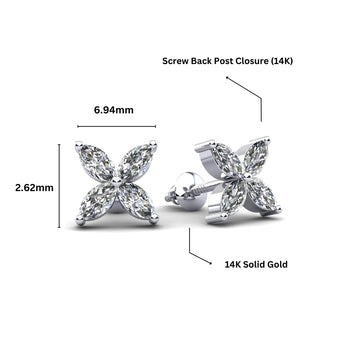 4 Piece Marquise Cut Diamond 14K Gold Stud Earrings – Assay Jewelers