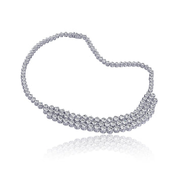 40 Carat Round Cut Diamond Platinum 3 Row Chandelier Necklace – Assay Jewelers