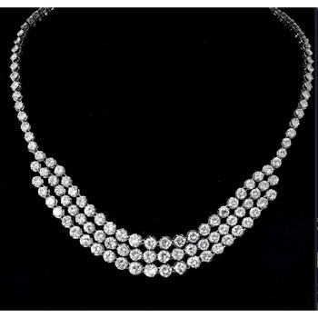 40 Carat Round Cut Diamond Platinum 3 Row Chandelier Necklace – Assay Jewelers